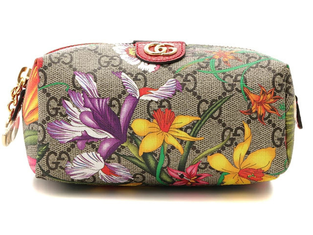 Gucci Accessory GG Flora Flower Multicolor Beige Cream Flower Motif Supreme